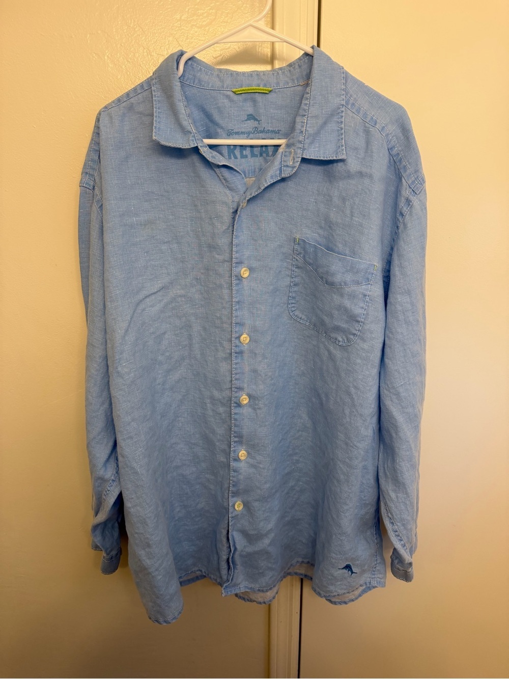 Tommy Bahama Light Blue 100% Linen Button-Up Shirt Size Mens XXL